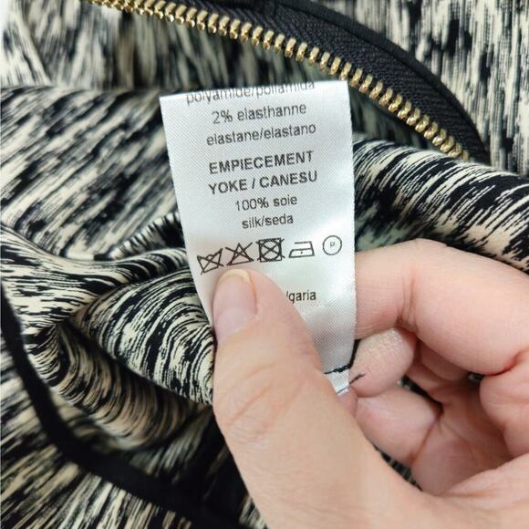 Sandro Paris Black/Cream Mini Skirt Silk Side Stripes Size Small (1) - Picture 5 of 7